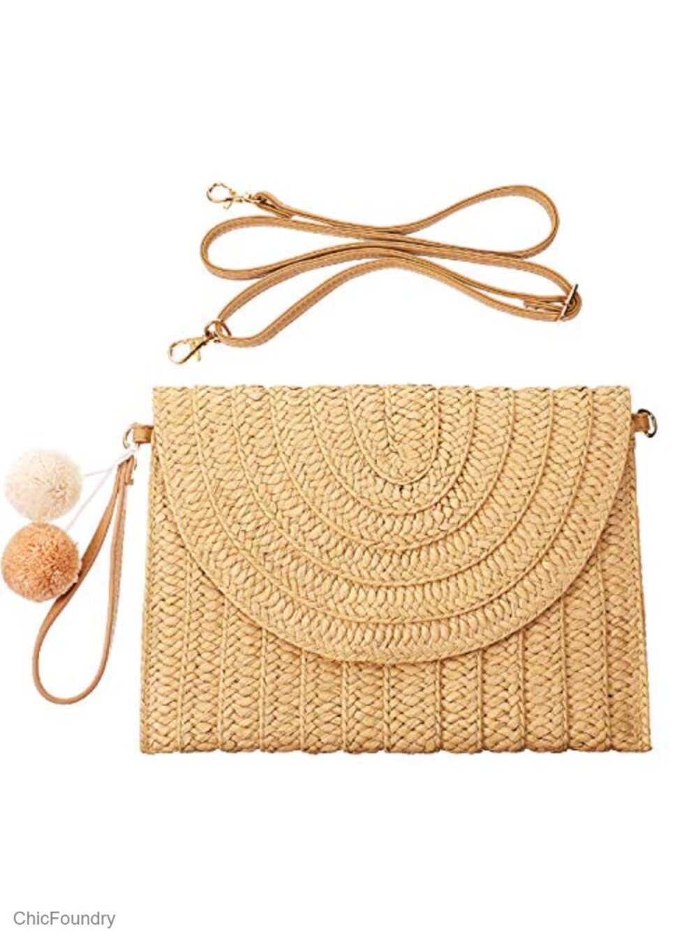 Straw Clutch Crossbody Bag Woven Envelope Purse Beach Handbag Wristlet